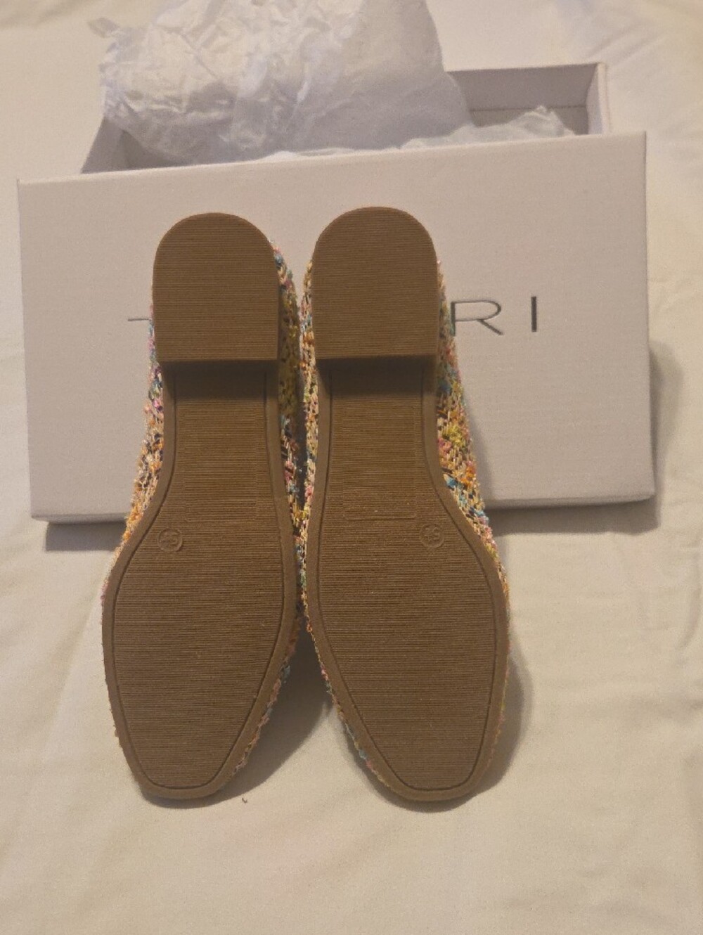 Tahari Multicolor Tweed Loafers with Tan Trim - Picture 2 of 3